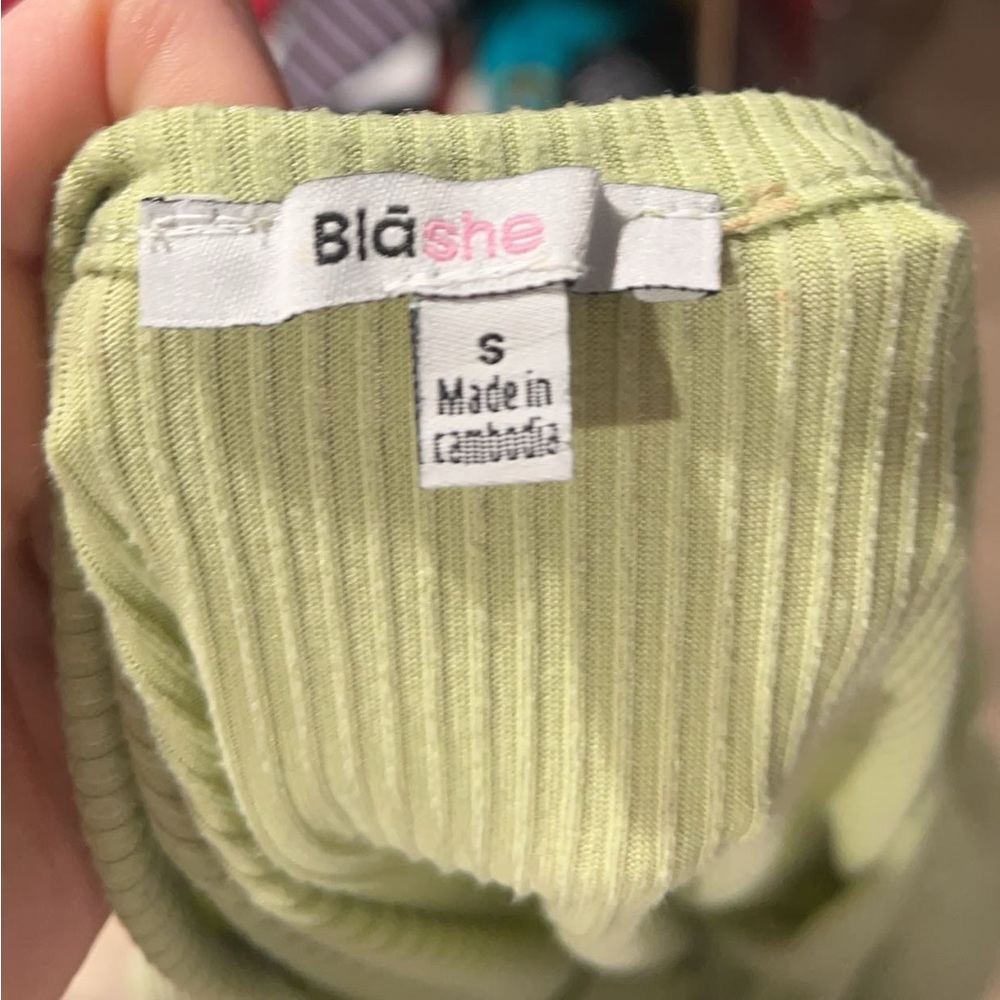 Green Button Crop Top - Small - Picture 3 of 3